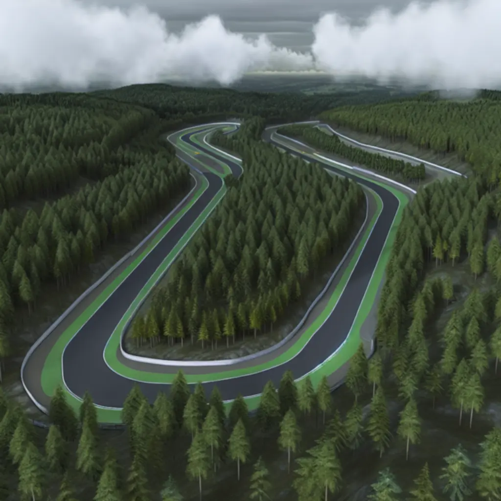 Leśny odcinek Nordschleife z licznymi przewyższeniami