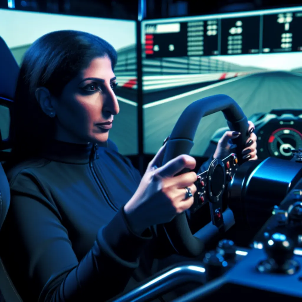 Zbliżenie na kierowcę e-sportowego przy symulatorze jazdy